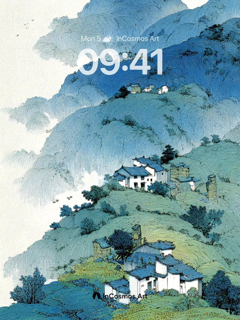 Serene Blue Valley Wallpaper with Whispering Hills