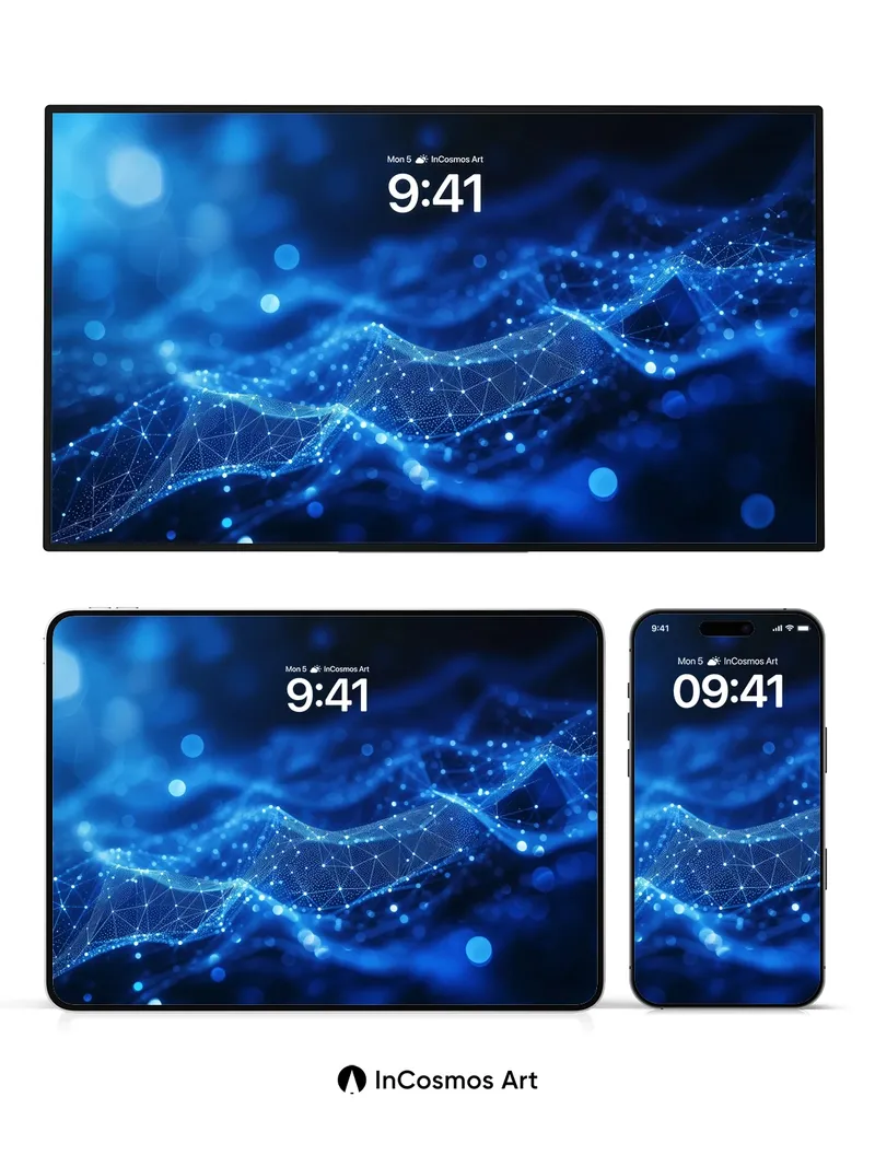 Neon Pulse Wallpaper with Living Grid