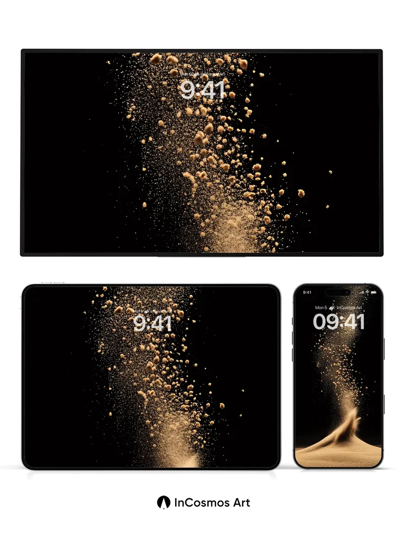 Golden Dust Storm Wallpaper with Floating Particles