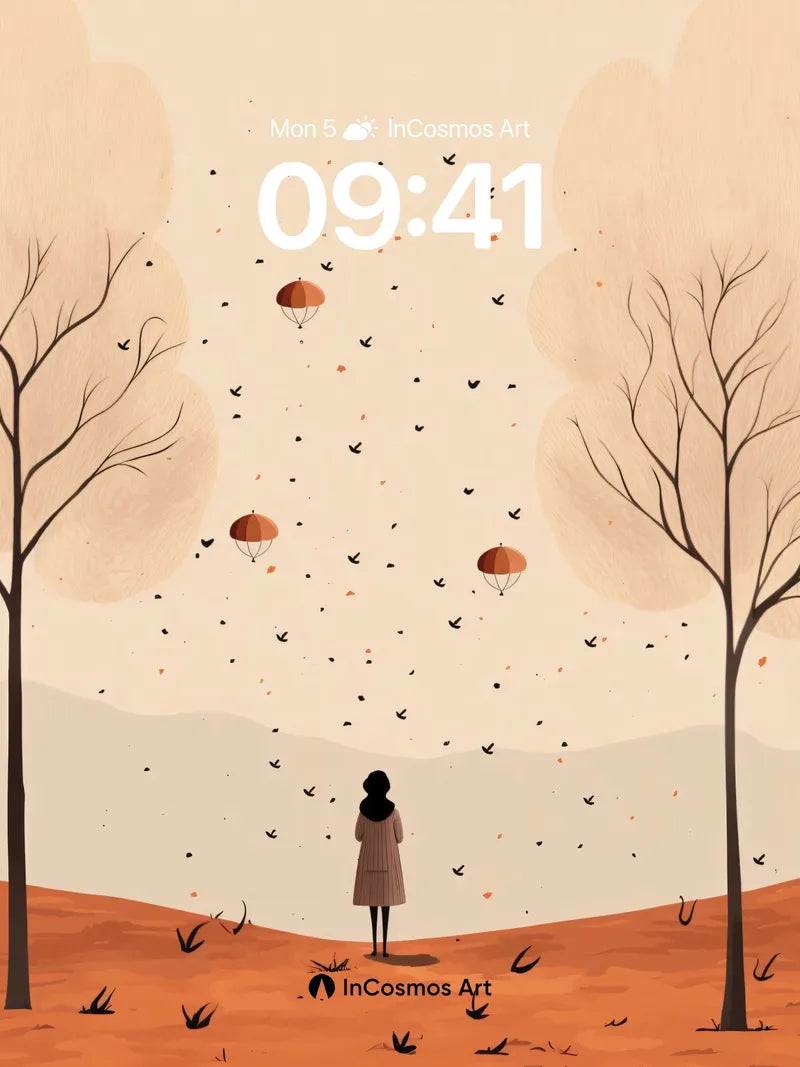 Autumn Hush Wallpaper with Floating Balloons