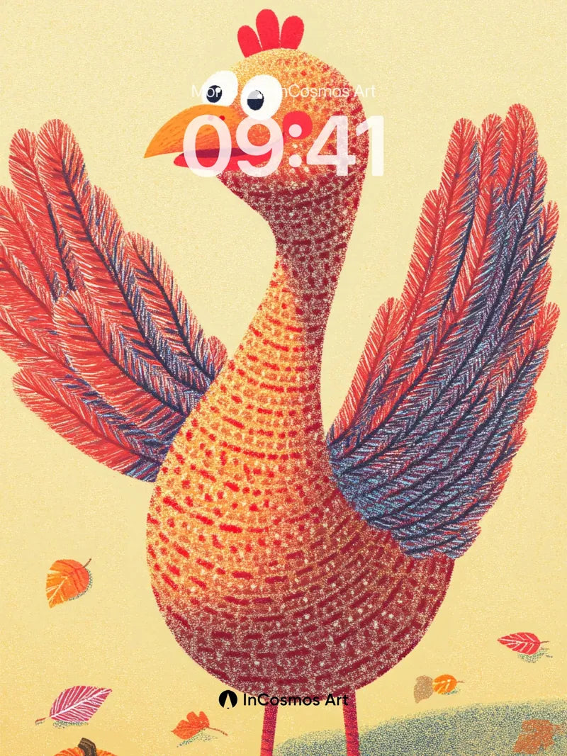 Playful Feathered Fantasy Wallpaper with Autumn Whimsy