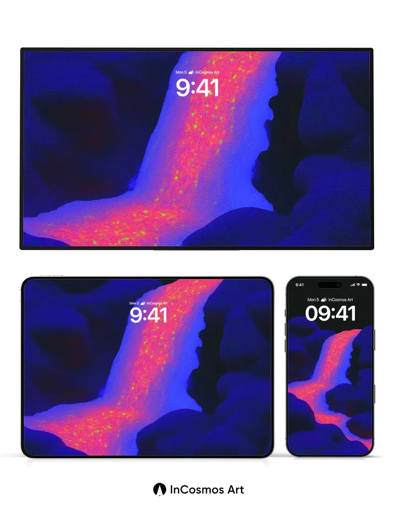 Neon Lava Cascade Wallpaper with Cosmic Glow