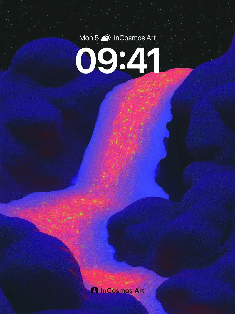Neon Lava Cascade Wallpaper with Cosmic Glow