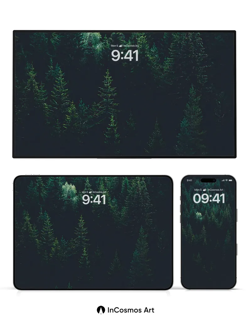 Midnight Forest Wallpaper with Glowing Canopy