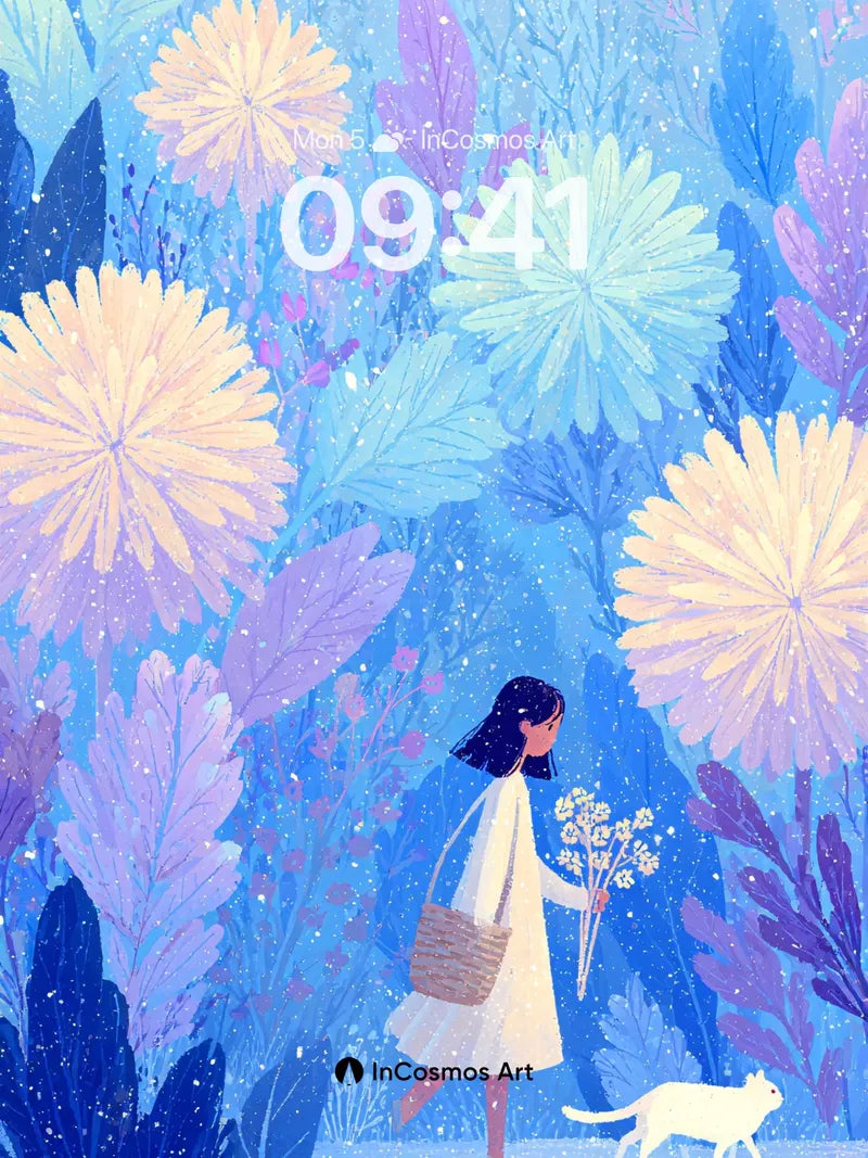 Luminous Garden Wallpaper with Starlit Path