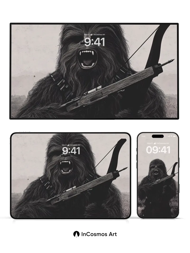 Roaring Fur Wallpaper with Bow and Shadow