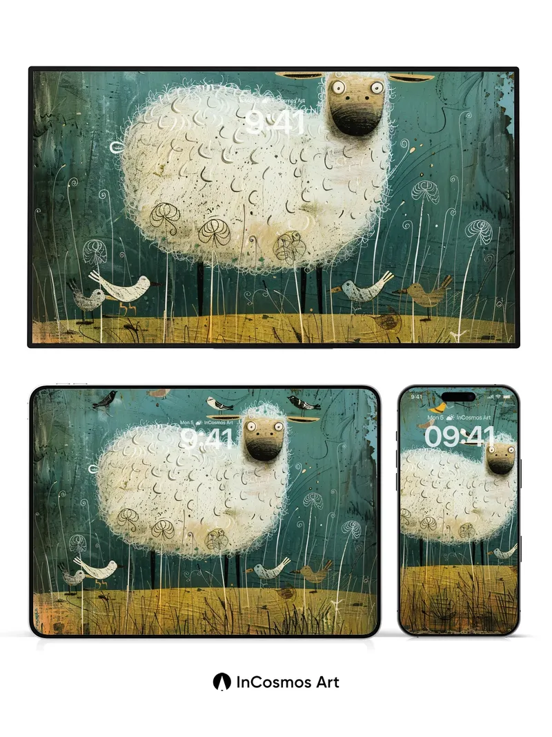 Whimsical Wool Wallpaper with Floating Birds