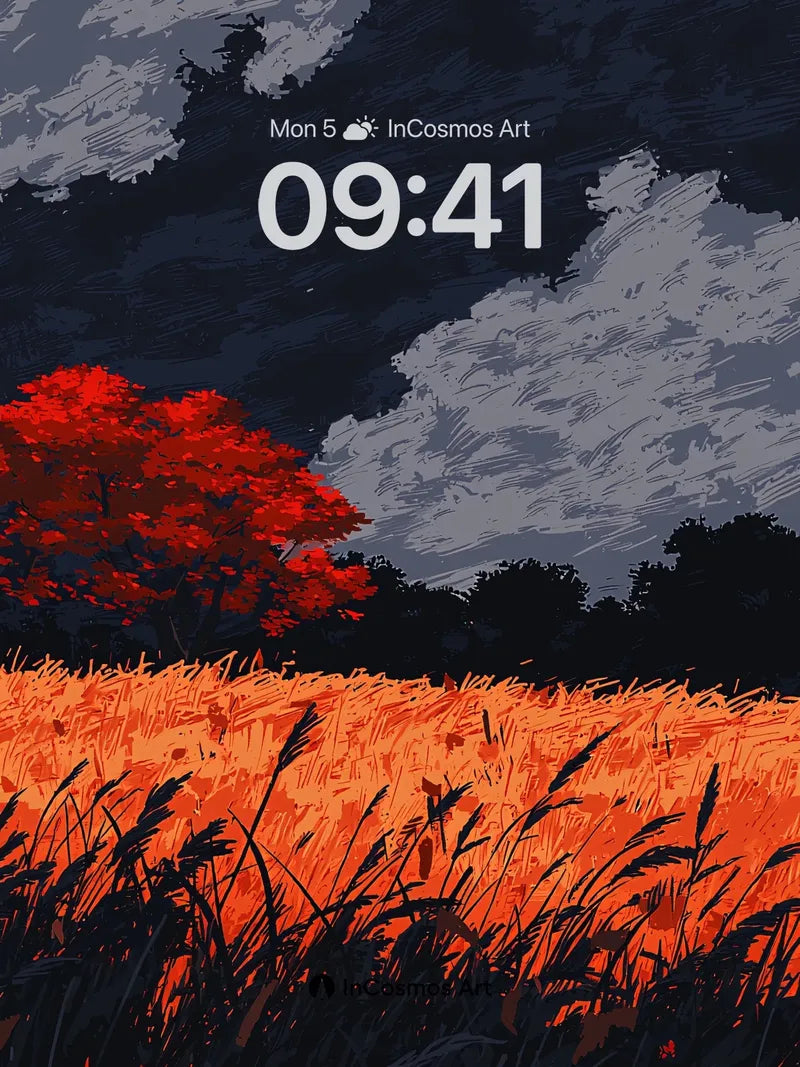 Crimson Skyline Wallpaper with Ember Fields