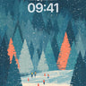 Whispering Snowfall Wallpaper with Geometric Forest wallpaper for iPhone, iPad & Mac