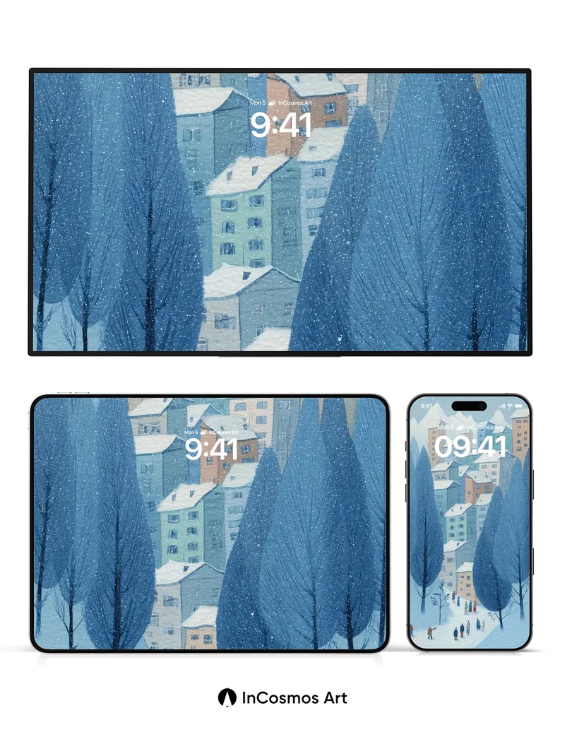 Snowfall Whisper Wallpaper with Mountain Hush