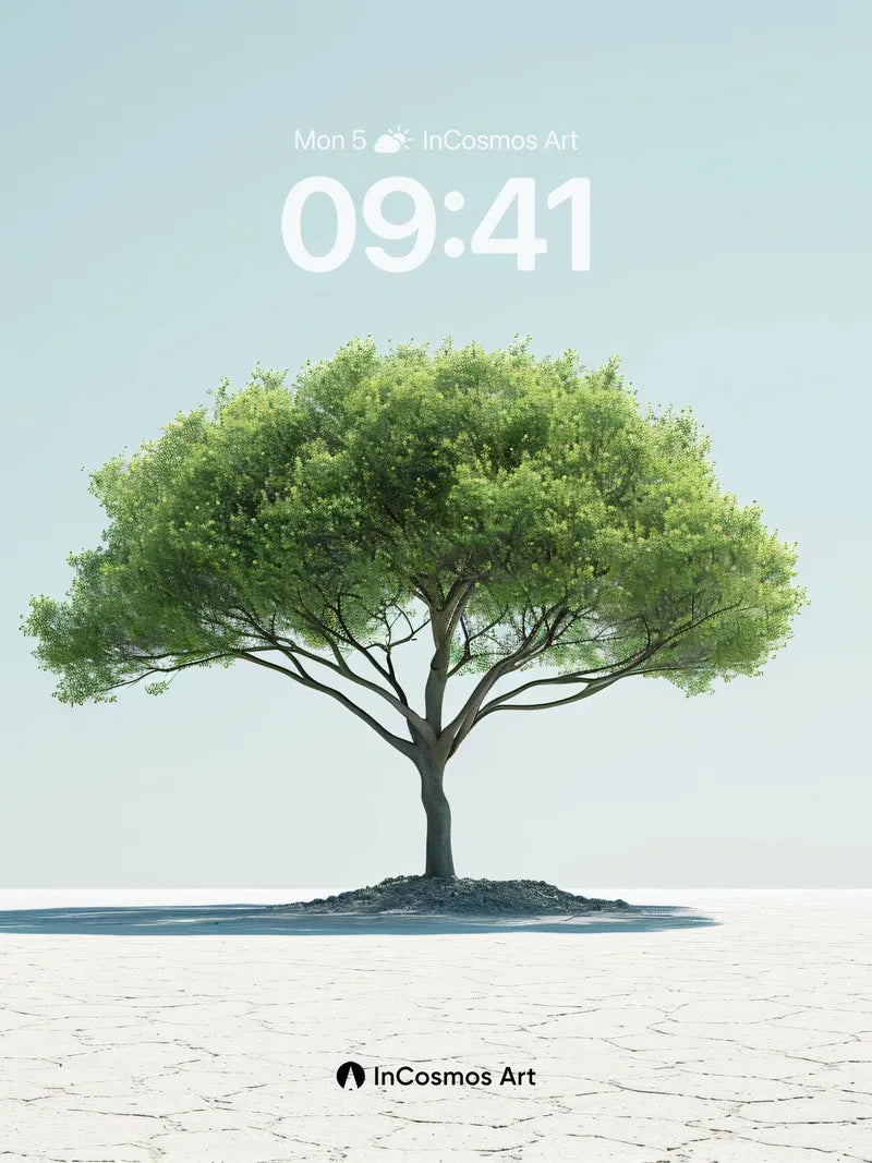 Solitary Green Wallpaper with Desert Sky