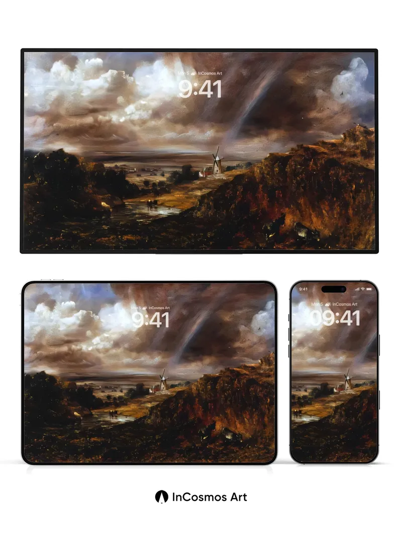 Storm's Breath Landscape Wallpaper with Windmill Echo