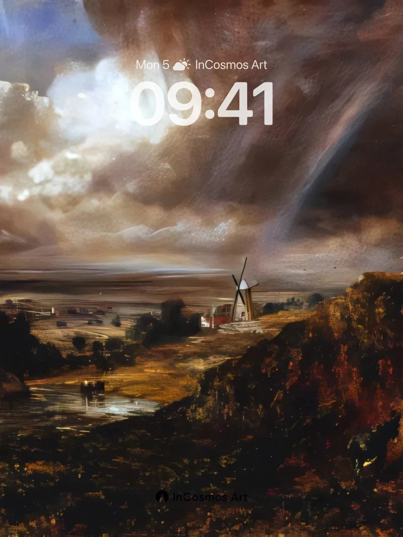Storm's Breath Landscape Wallpaper with Windmill Echo