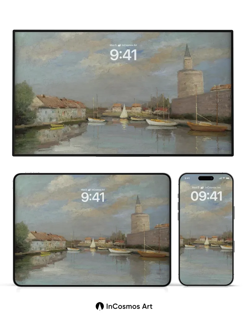 Serenity Harbor Wallpaper with Stone Whispers