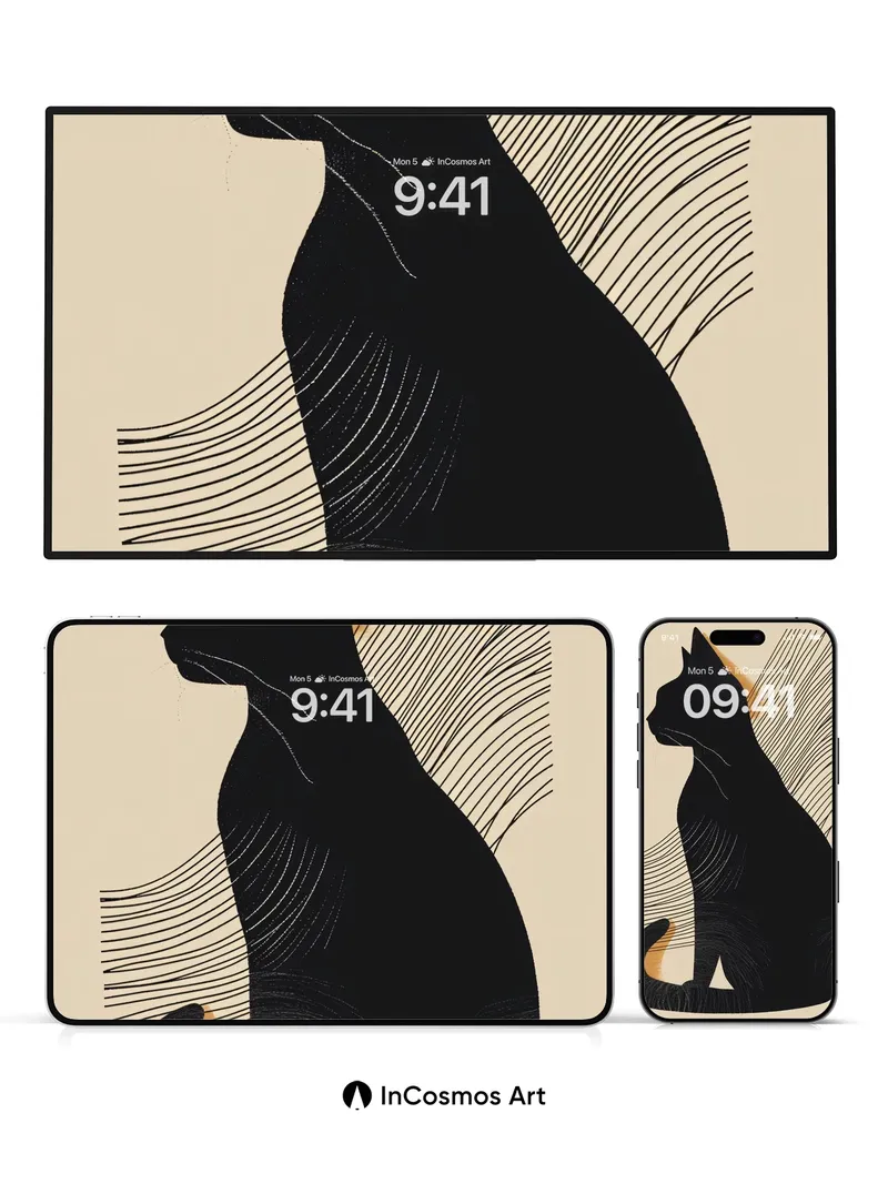 Silhouetted Serenity Wallpaper with Hidden Lines