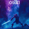 Shadowblade Mirage Wallpaper with Cosmic Forest Veil wallpaper for iPhone, iPad & Mac