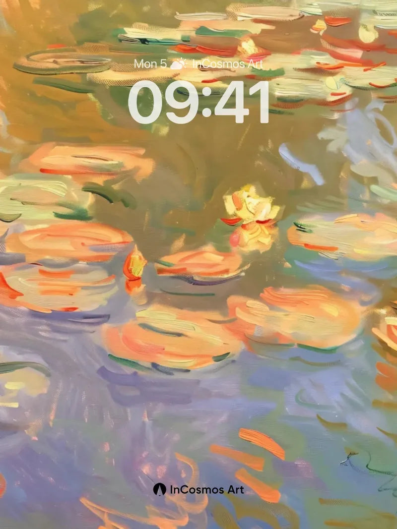 Serenity Waterlily Wallpaper with Golden Light