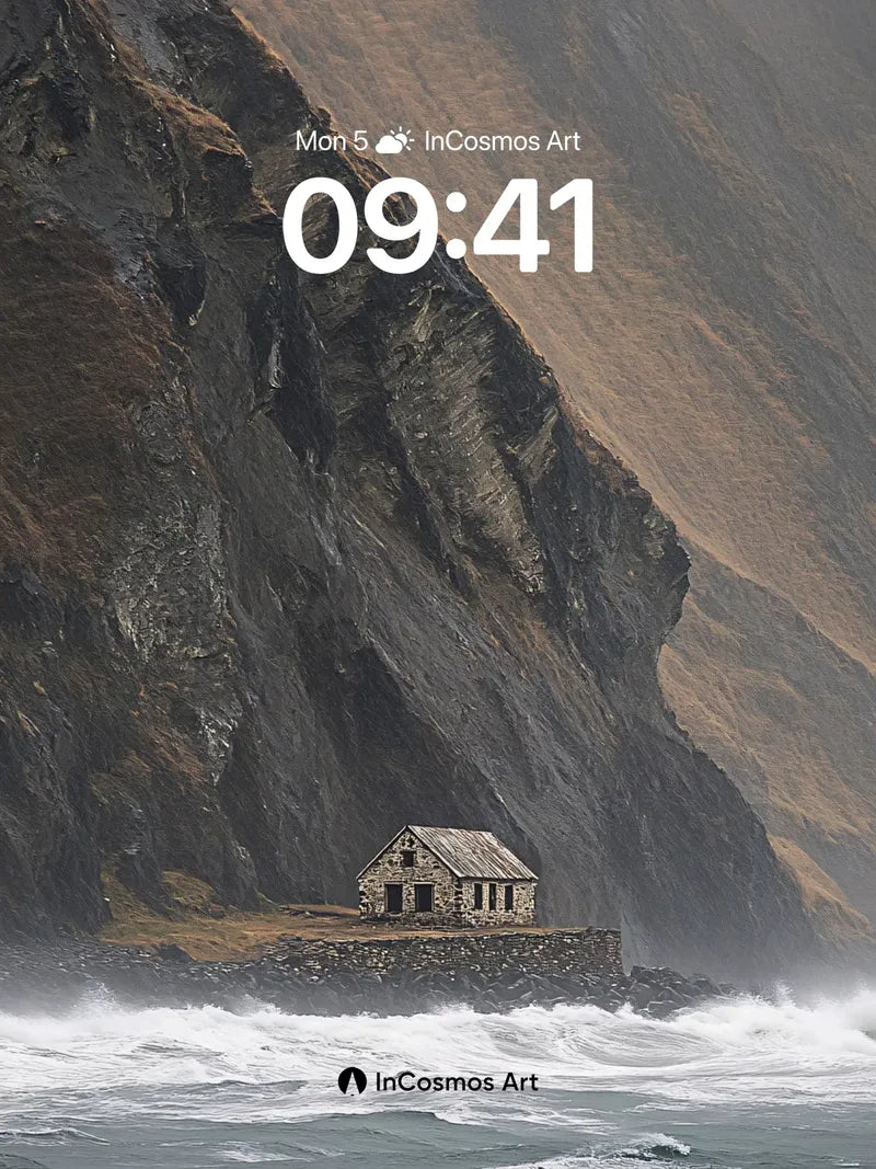 Storm-Whispered Stone Wallpaper with Cliffside Solitude wallpaper for iPhone, iPad & Mac