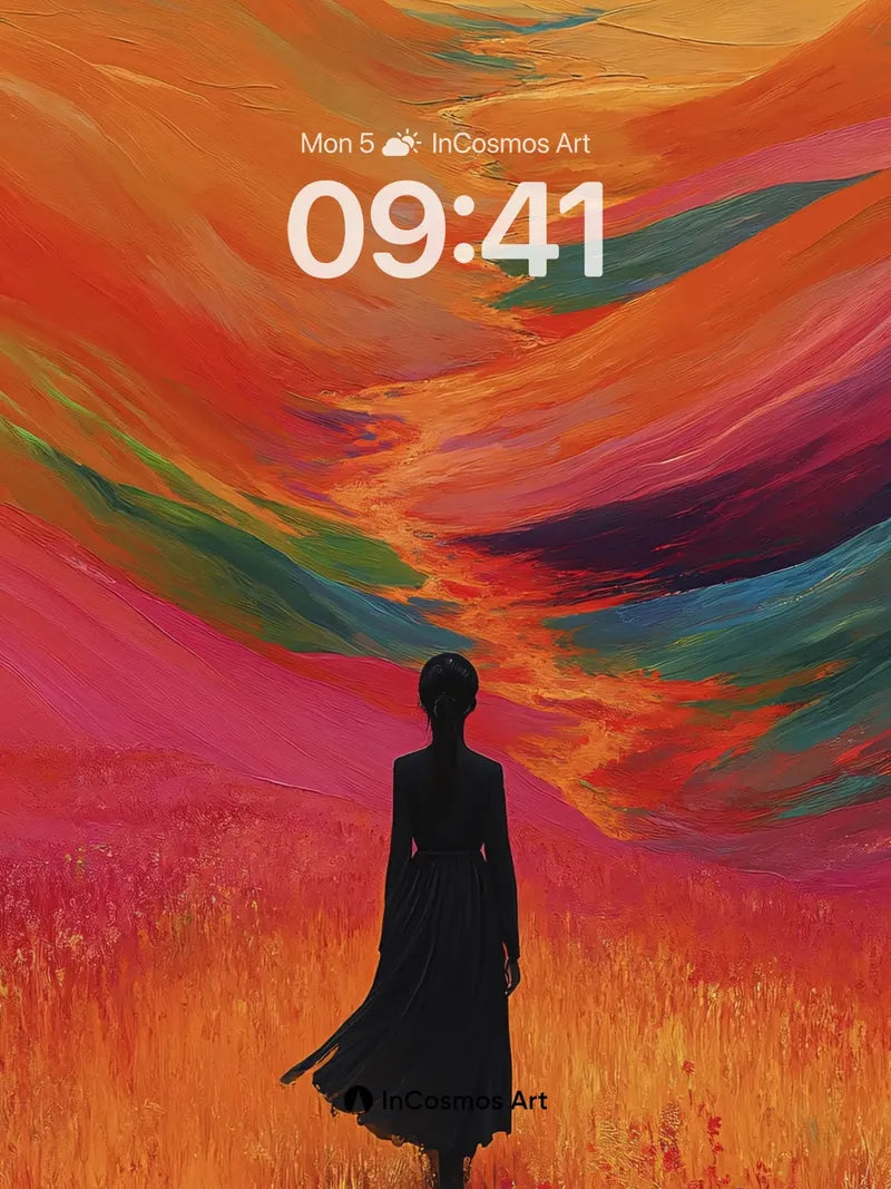 Surreal Horizon Wallpaper with Silhouetted Wanderer