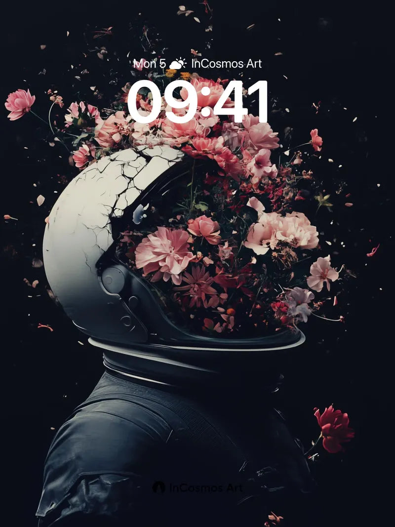 Cracked Cosmos Wallpaper with Blooming Helm