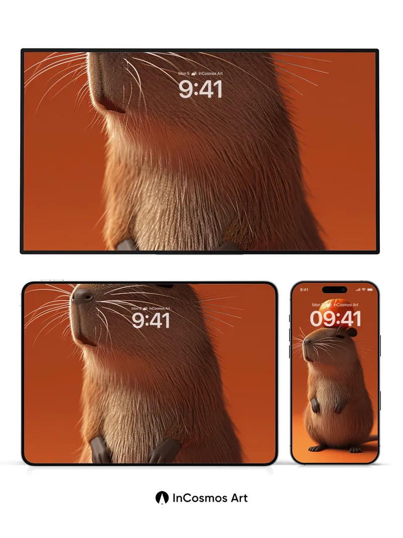 Balanced Orange Wallpaper with Rodent Grace