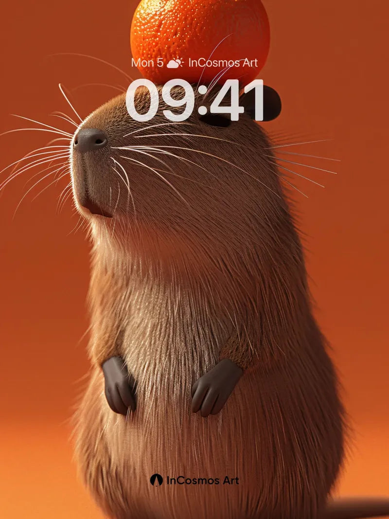 Balanced Orange Wallpaper with Rodent Grace