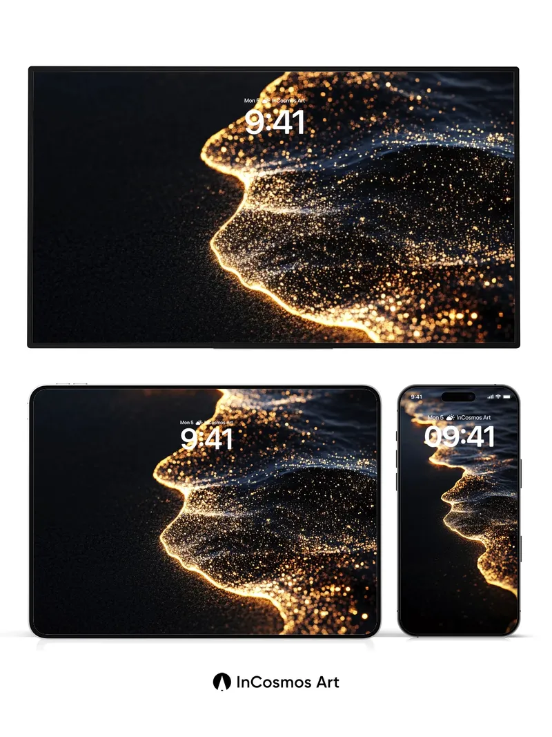 Golden Edge Wallpaper with Sparkling Foam