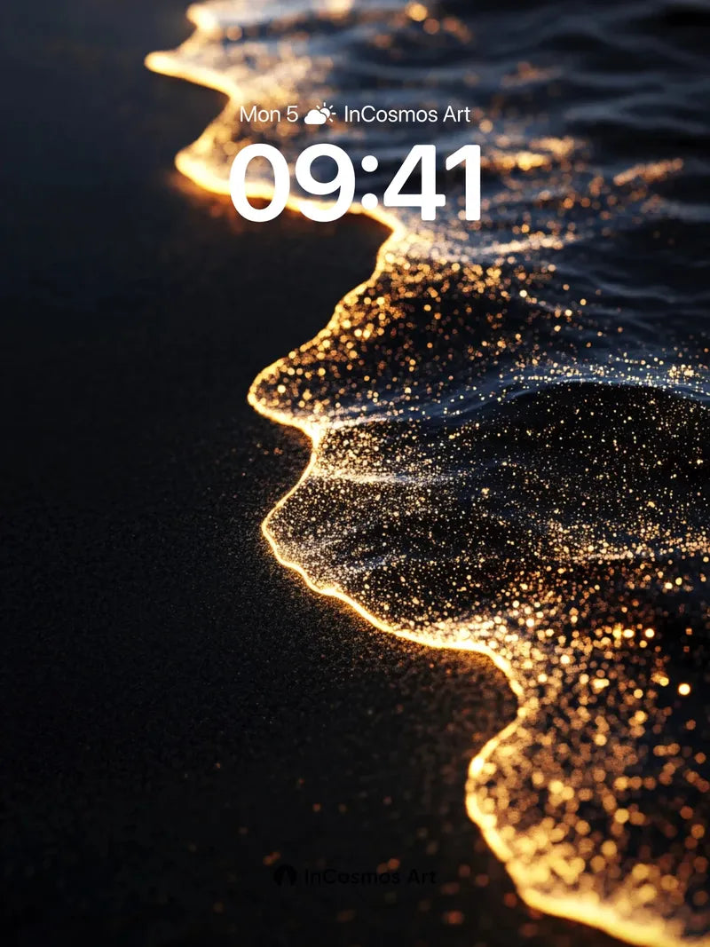 Golden Edge Wallpaper with Sparkling Foam