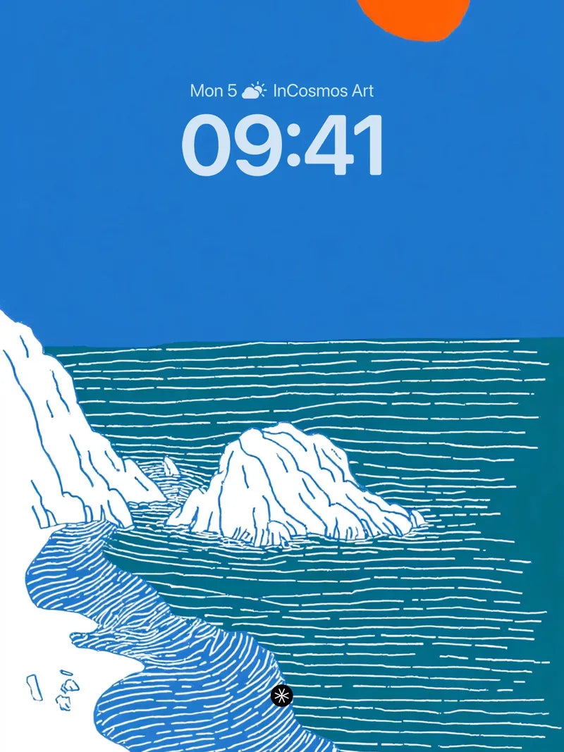 Serene Ocean Waves Wallpaper with Bold Sun wallpaper for iPhone, iPad & Mac