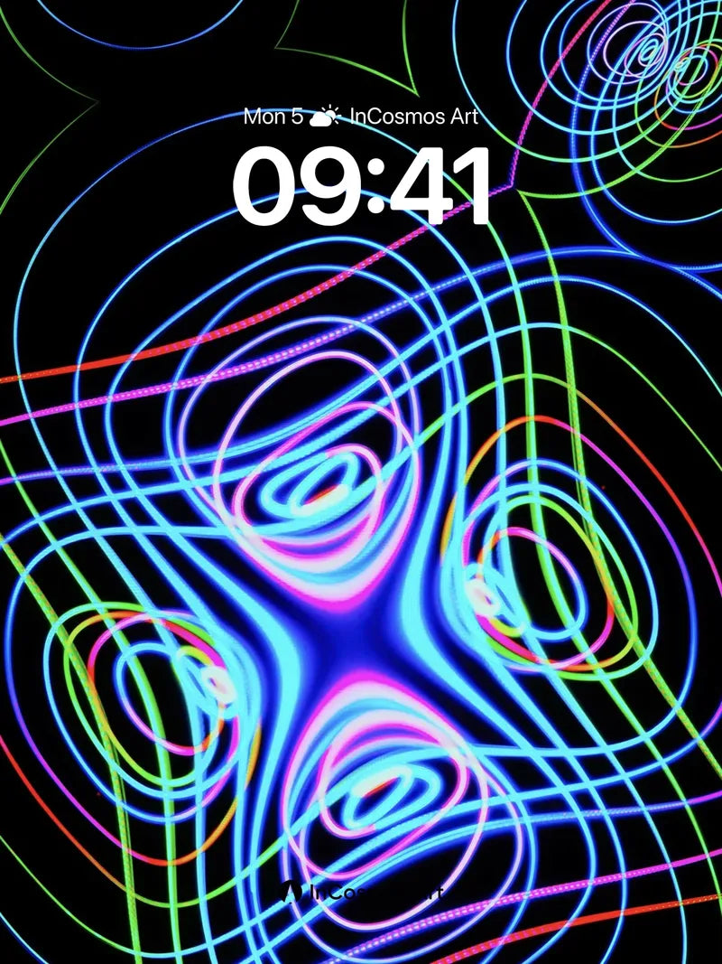 Neon Labyrinth Wallpaper with Electric Spirals