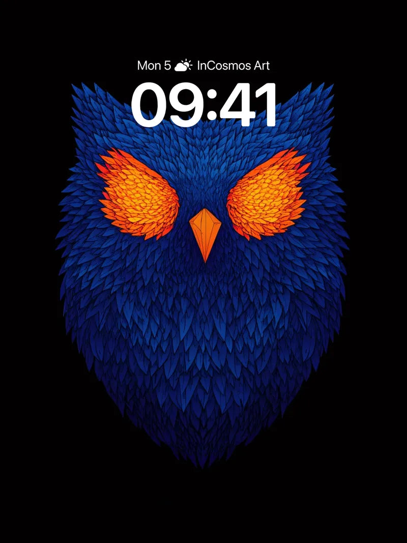 Cobalt Vigil Wallpaper with Fiery Eyes