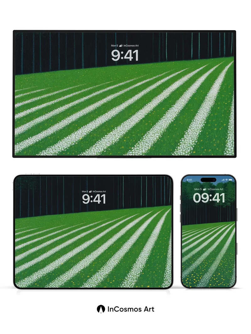 Whispering Meadow Wallpaper with Parallel Light Trails