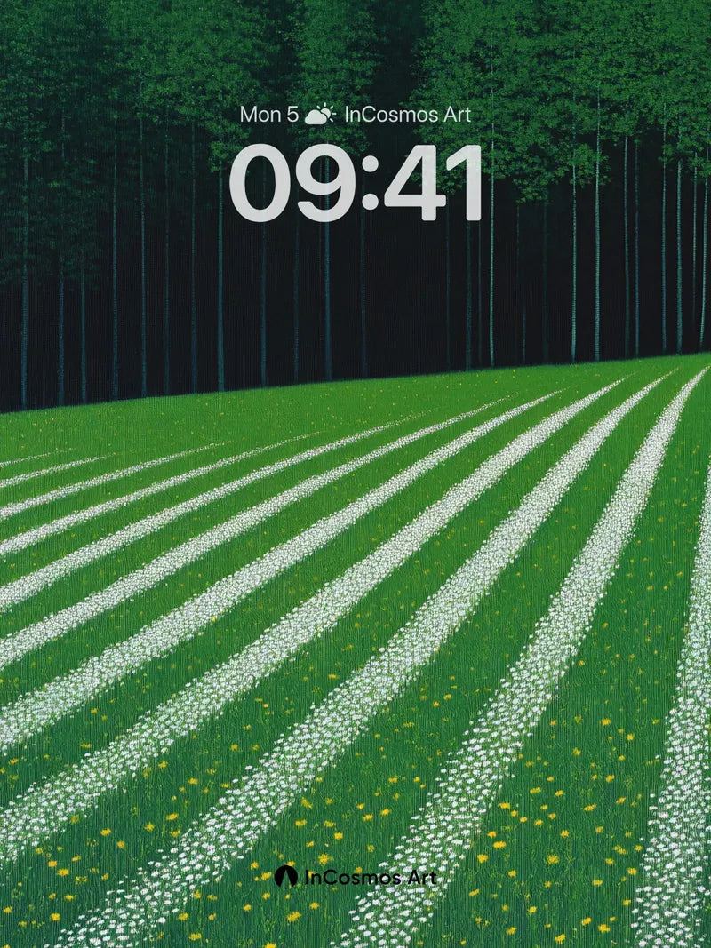 Whispering Meadow Wallpaper with Parallel Light Trails