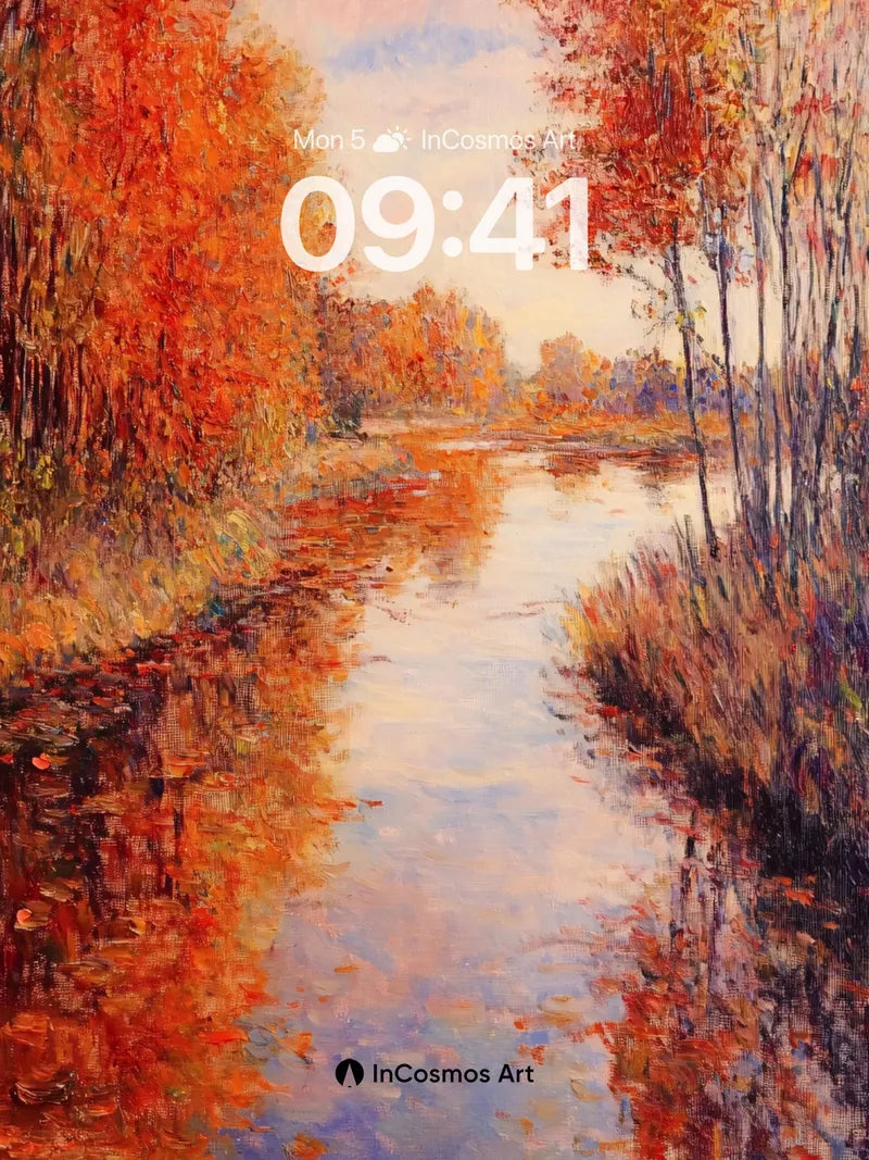 Autumn Reverie Wallpaper with Reflective Water