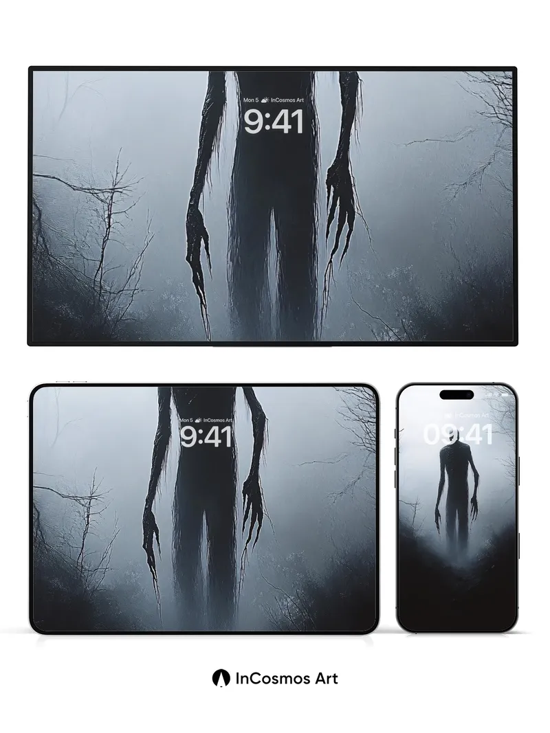 Fogbound Shadow Wallpaper with Glowing Eyes