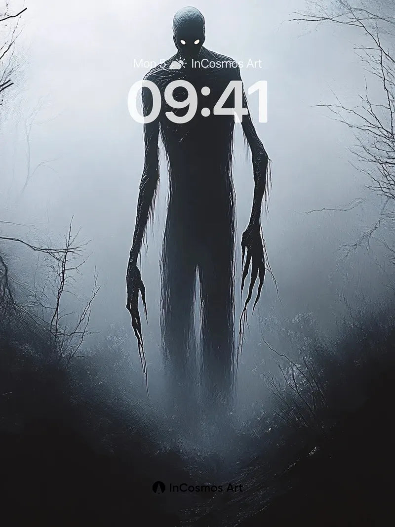 Fogbound Shadow Wallpaper with Glowing Eyes