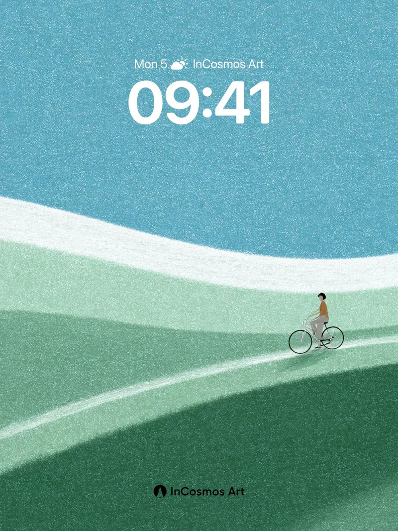 Serenity Ridge Wallpaper with Cyclist Silhouette