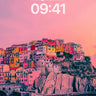 Crimson Cliffside Wallpaper with Sun-Kissed Facades wallpaper for iPhone, iPad & Mac