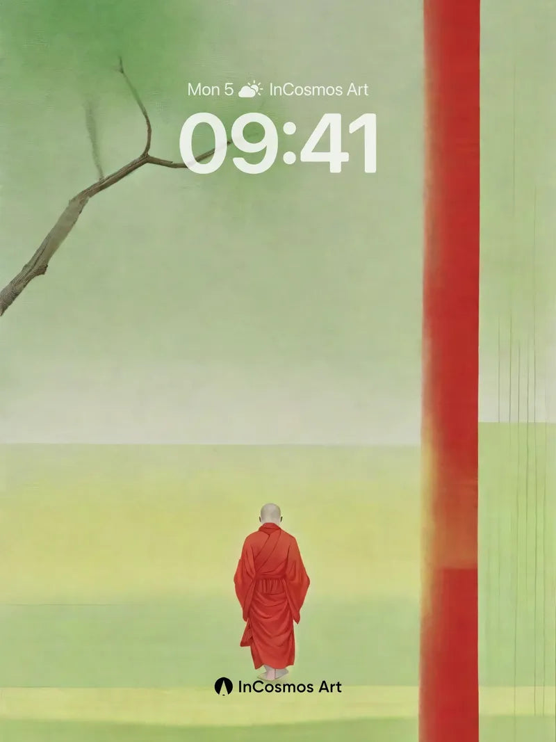 Serenity Monk Wallpaper with Red Pillar Echo