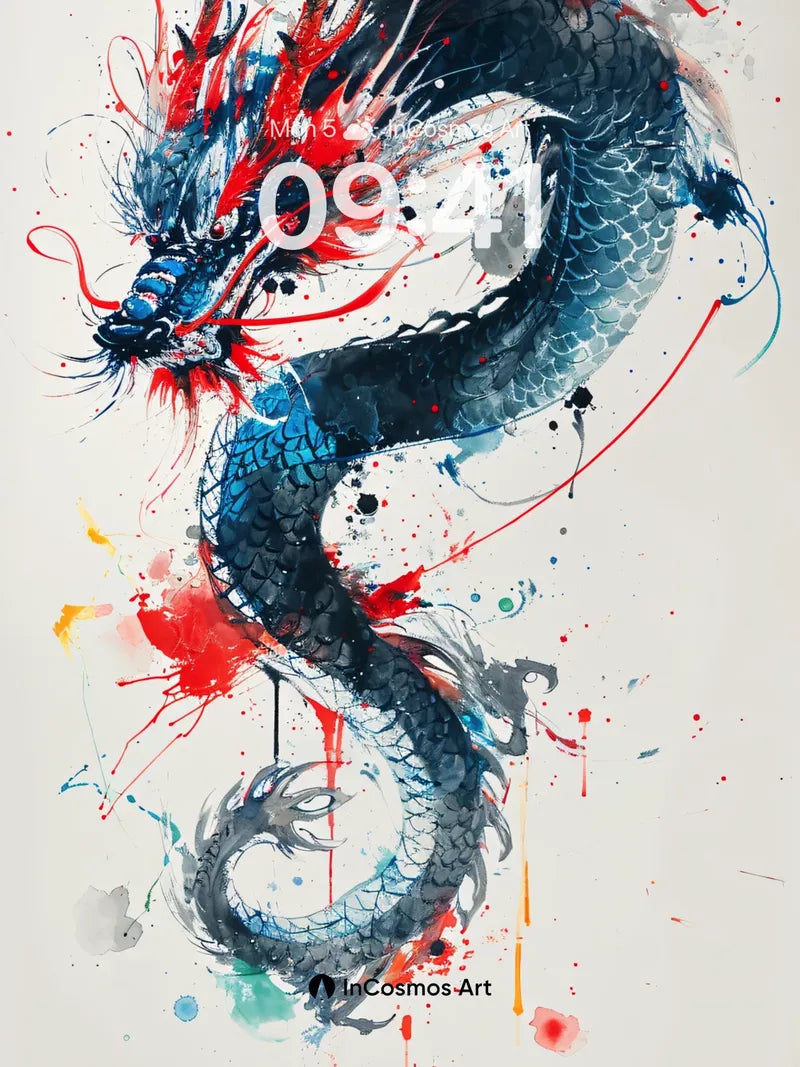 Inkstorm Dragon Wallpaper with Splattered Fire