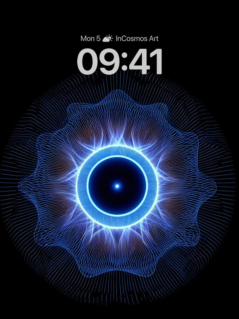 Neon Pulse Wallpaper with Cosmic Fractal Edge