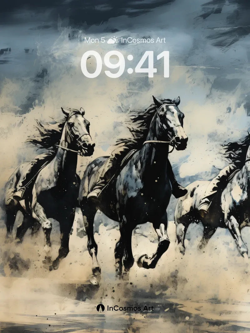 Storm-Whipped Horses Wallpaper with Dust Veil