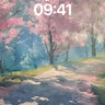 Serene Sakura Path Wallpaper with Dappled Light wallpaper for iPhone, iPad & Mac