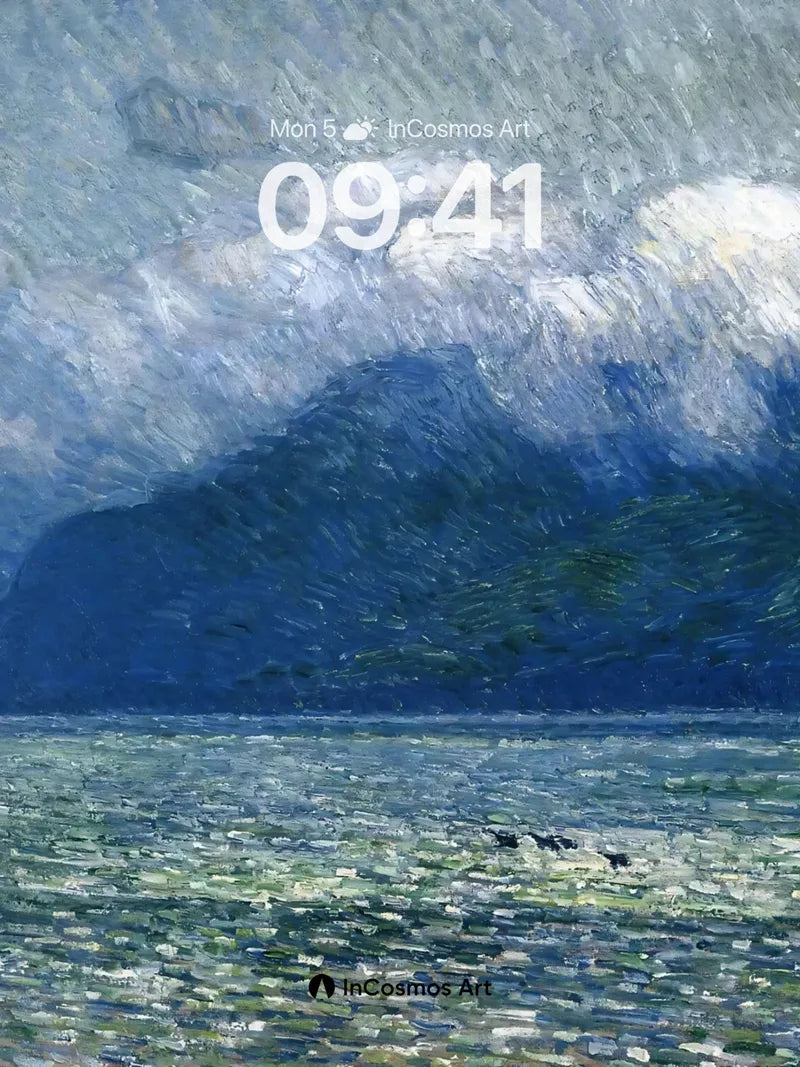 Serene Watercolor Wallpaper with Mountain Hush