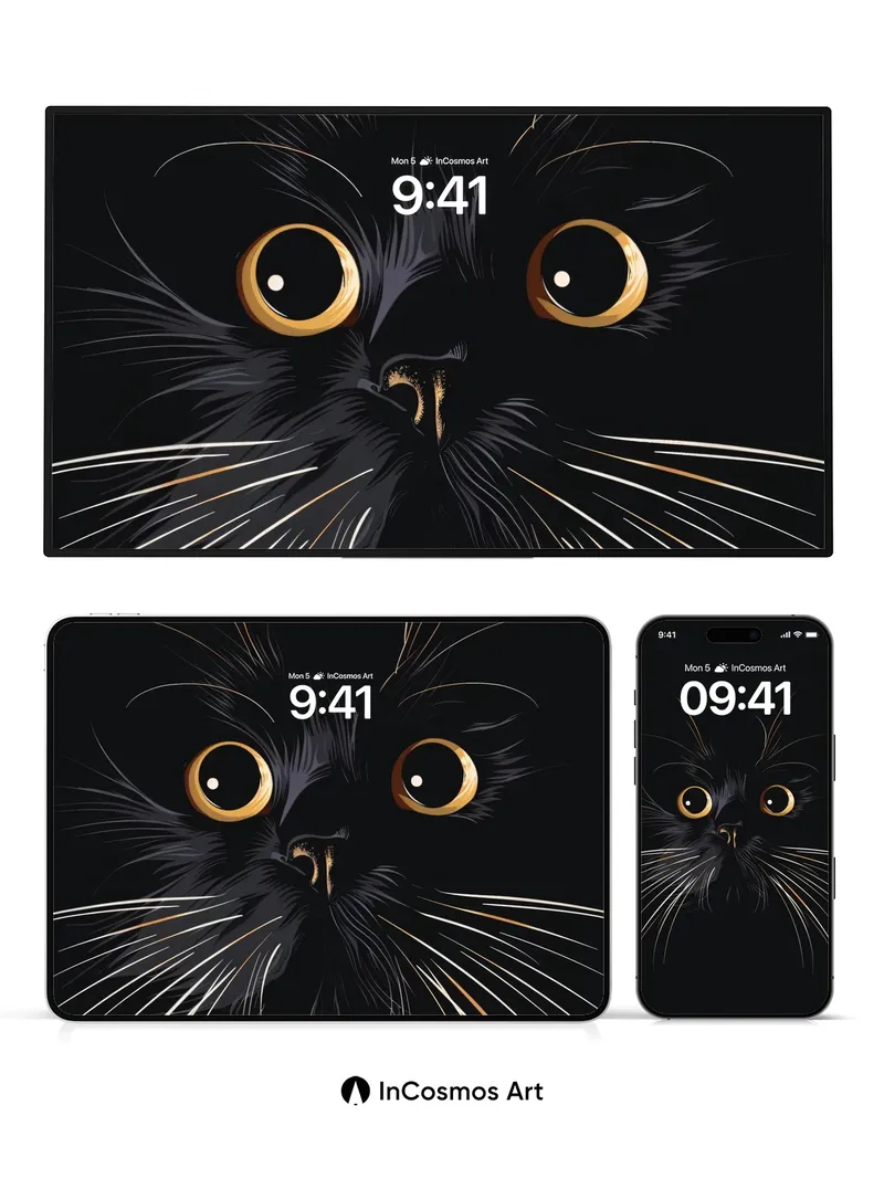 Nocturnal Gaze Wallpaper with Golden Eyes