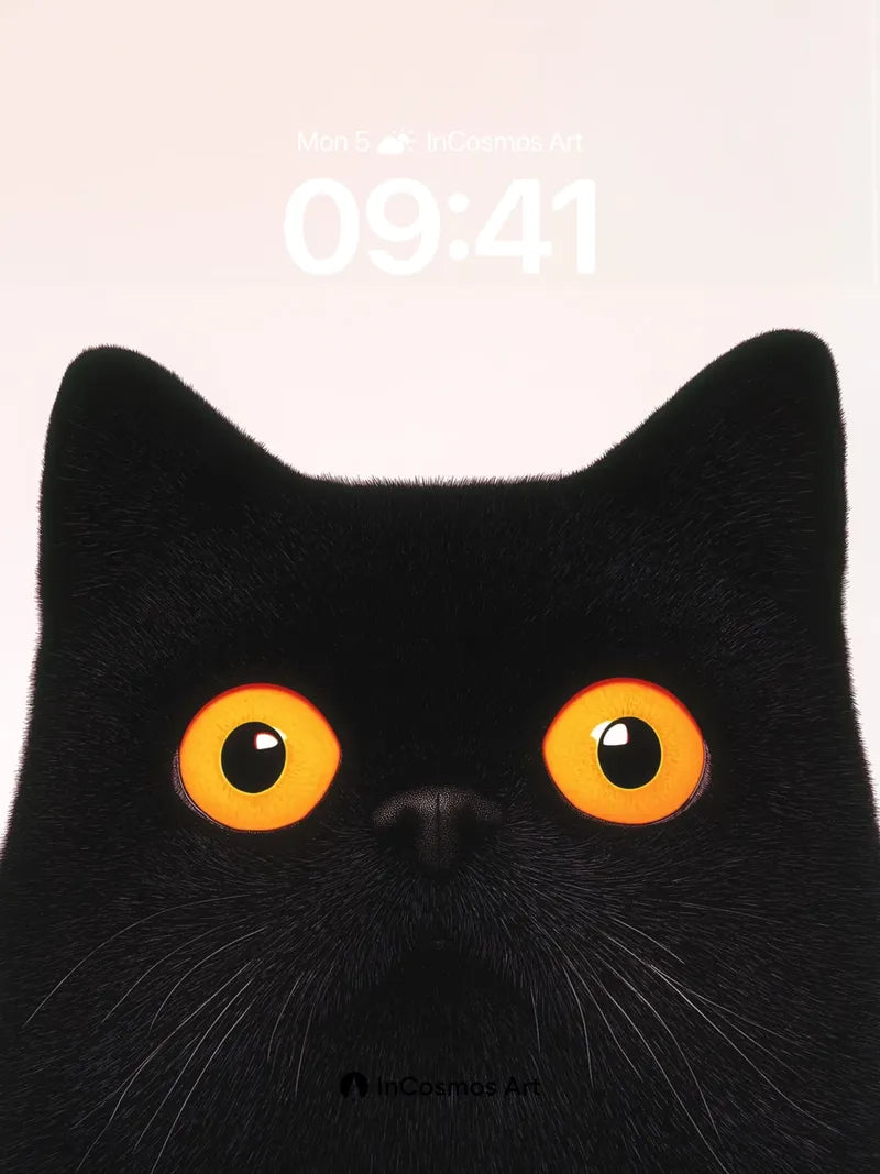 Obsidian Gaze Wallpaper with Amber Eyes