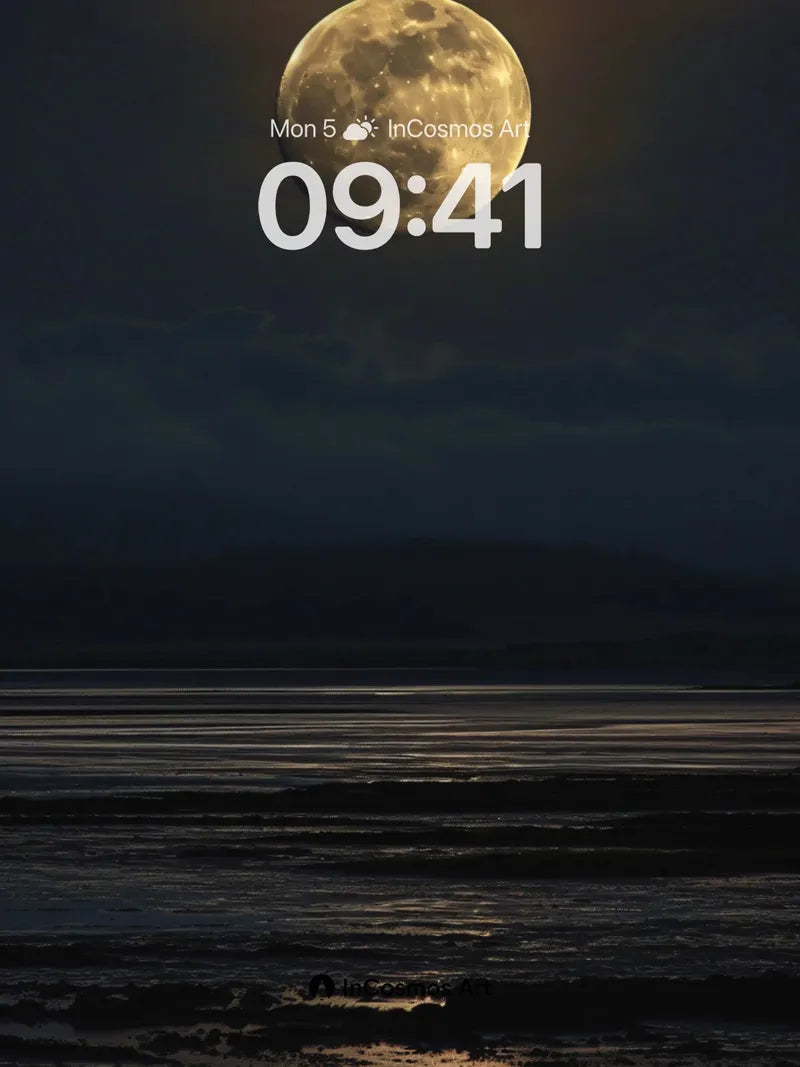 Lunar Reverie Wallpaper with Ocean Reflections