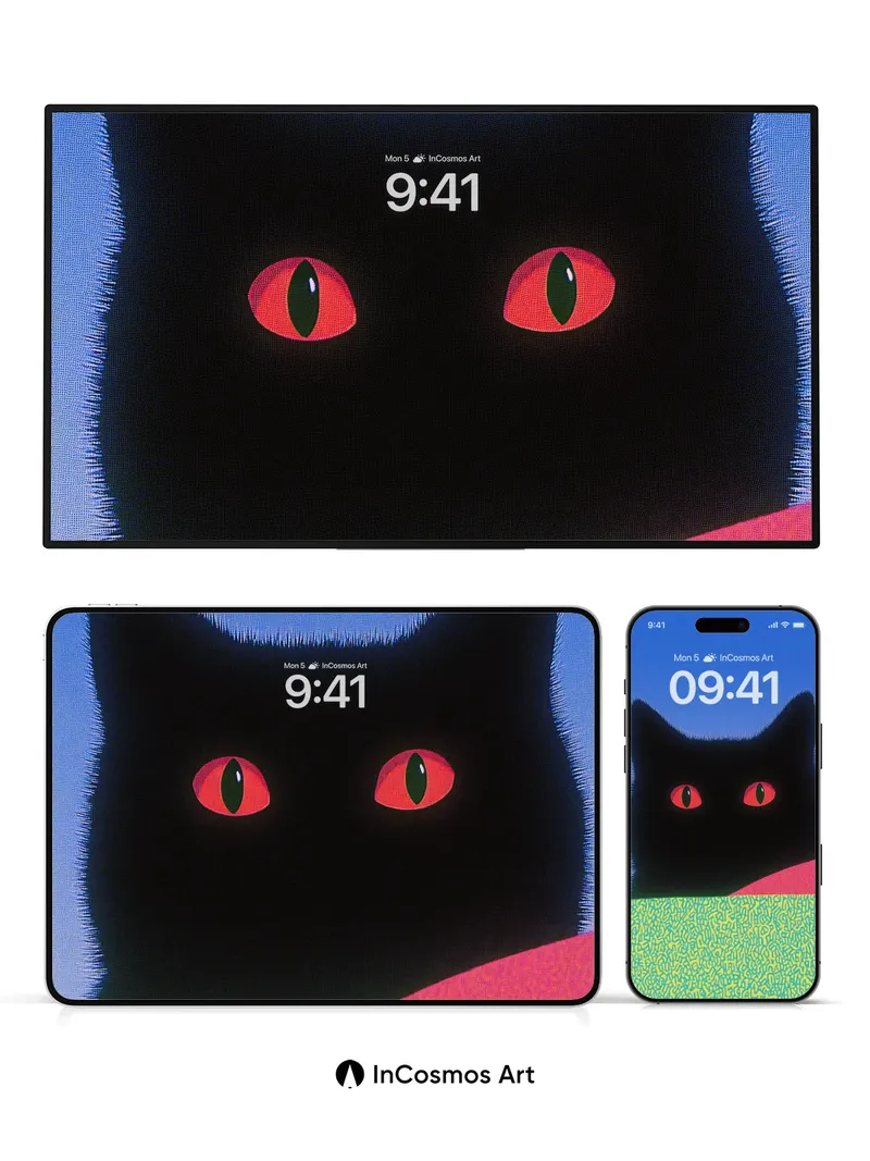 Midnight Gaze Wallpaper with Electric Eyes