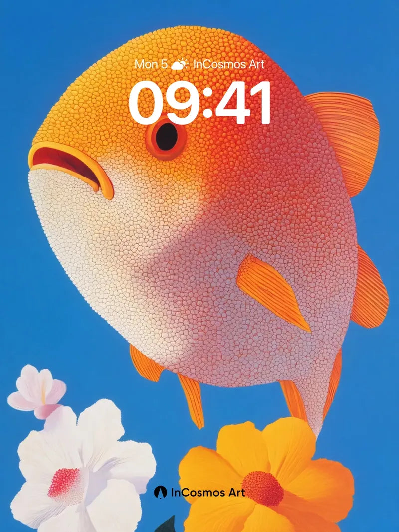 Floating Goldfish Wallpaper with Blooming Petals wallpaper for iPhone, iPad & Mac