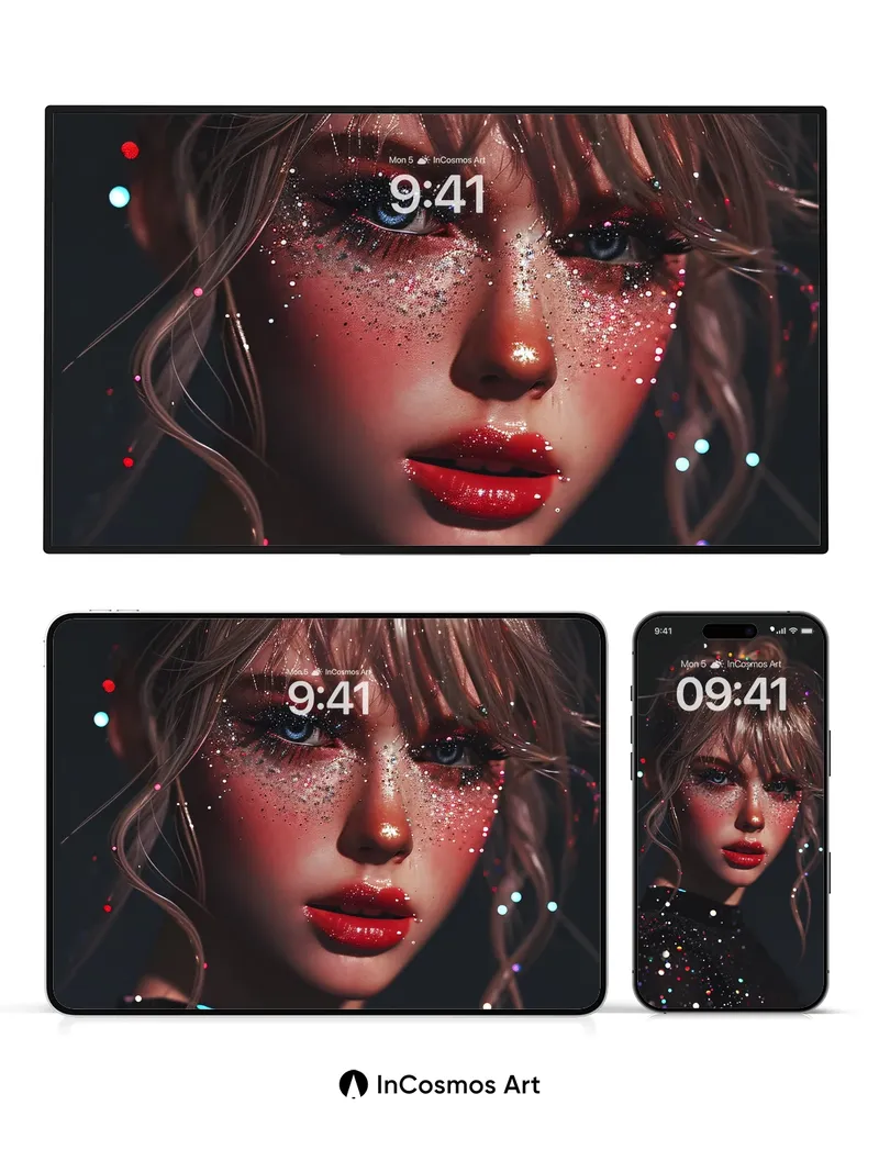 Cosmic Sparkle Wallpaper with Glittering Light Trails